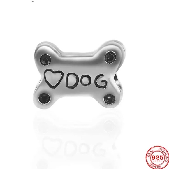 New Silver Dog Bone Pandora Type Charm For Bracelets - Picture 2 of 4